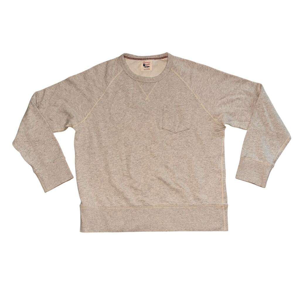 Champion x Todd Snyder Men's Cream Beige Midweight Pocket Sweatshirt Size XL